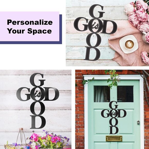 God is Good Metal Signs Decor, Black Metal Cross God is Good Sign Wall Decor - Picture 2 of 9